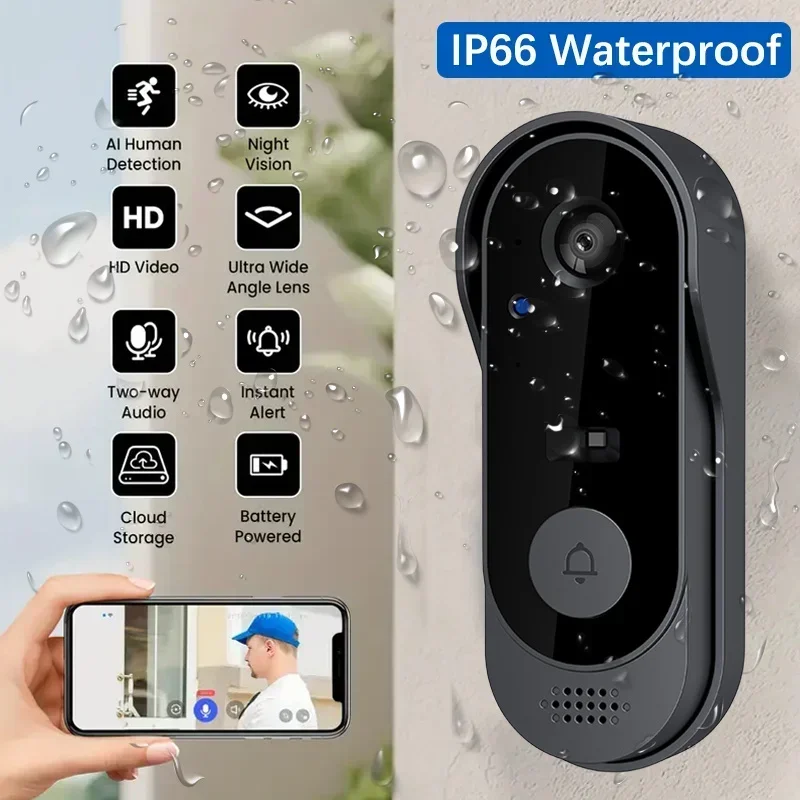 Home Security Video Systems - Video HD Wireless Waterproof Doorbell Camera,