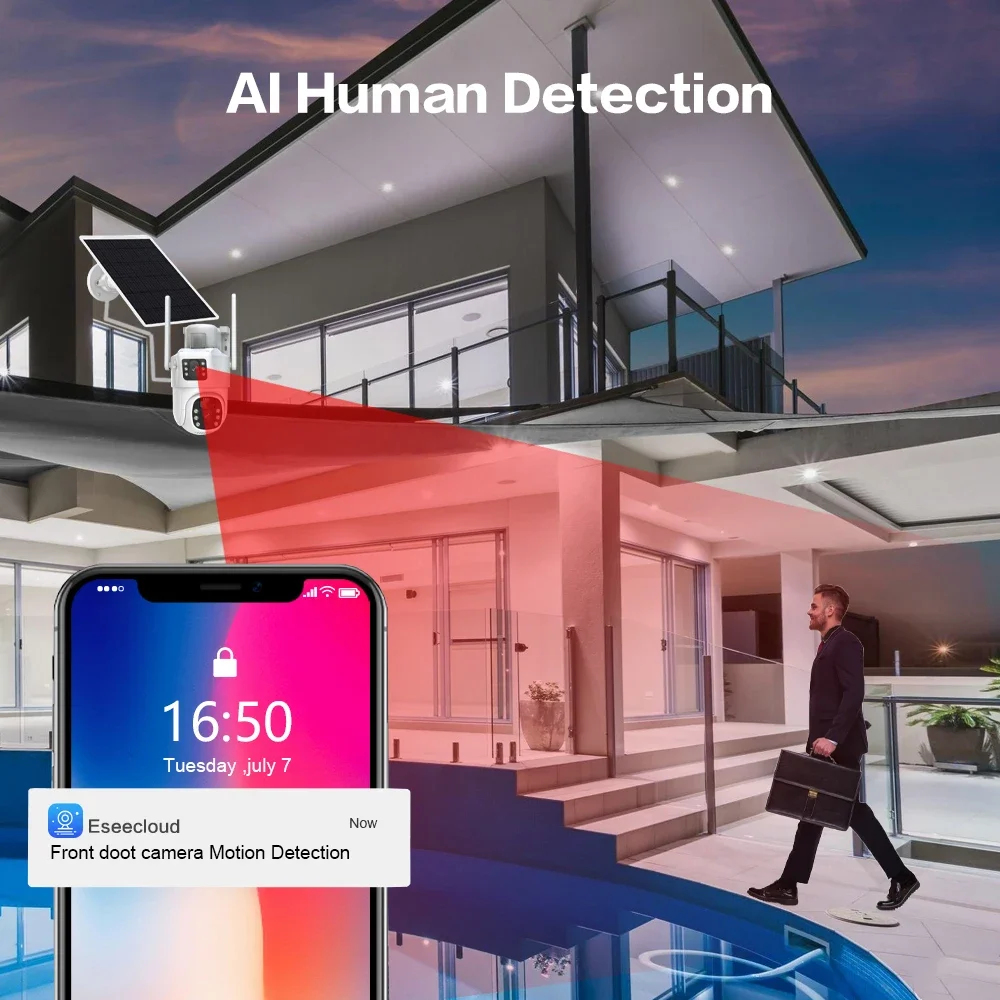 4K 8MP Dual Lens Wifi Solar CC - Home Security Panel ulasan dan harga