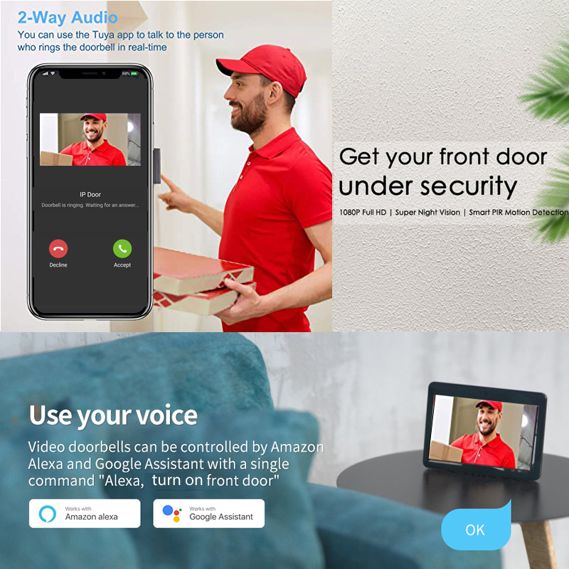 Tuya Smart 1080P Doorbell Came - Home Security Doorbell Camera ulasan dan harga