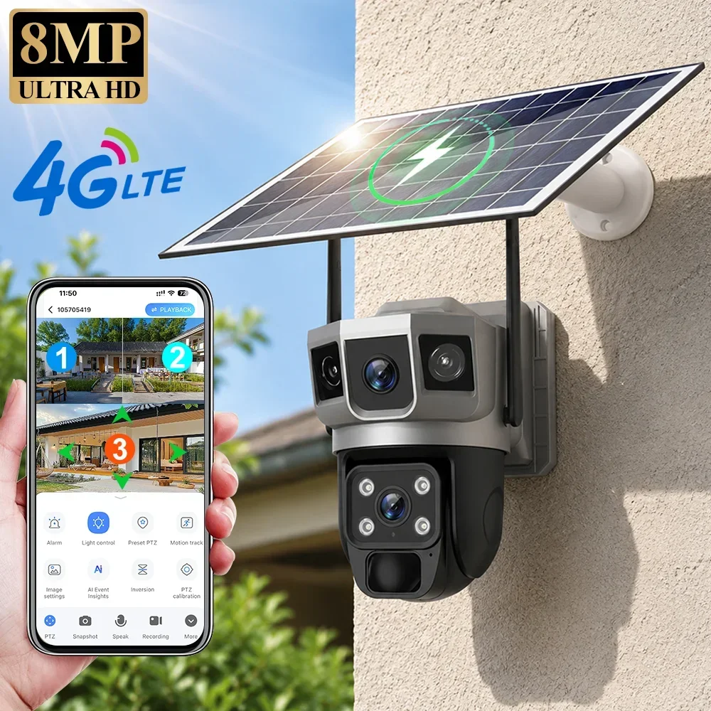 V380 4K 3 Screens 4G Camera So - Home Security Panel ulasan dan harga