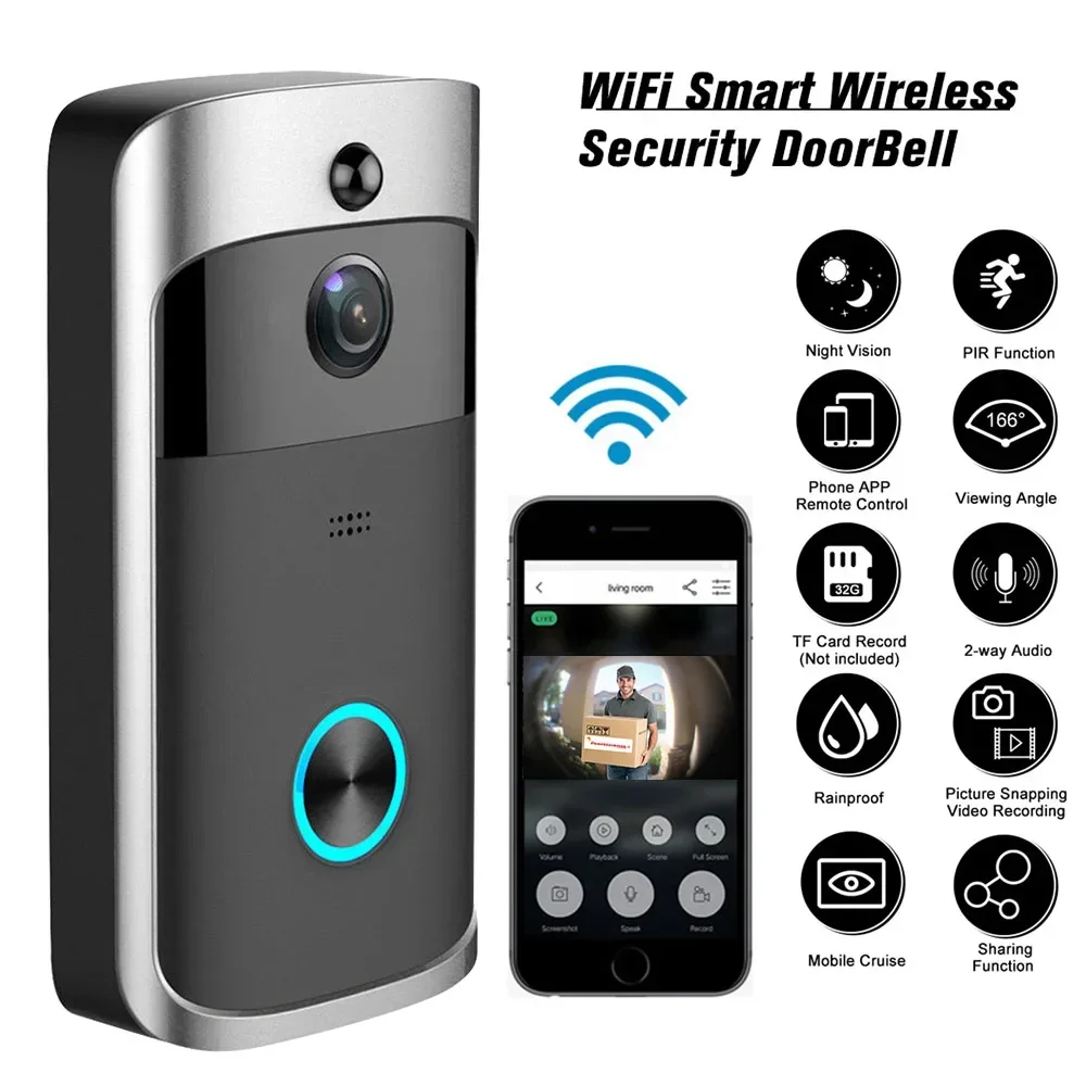 720P HD Smart Home Wireless WI - Home Security Doorbell Camera ulasan dan harga