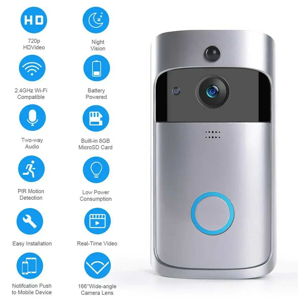 720P HD Smart Home Wireless WI - Home Security Doorbell Camera ulasan dan harga