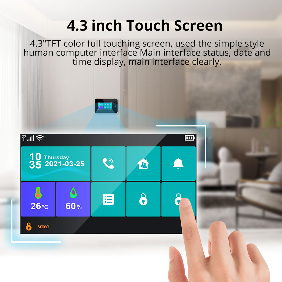 KERUI 4.3 Inch Touch Screen Ho - Home Security No Wifi ulasan dan harga