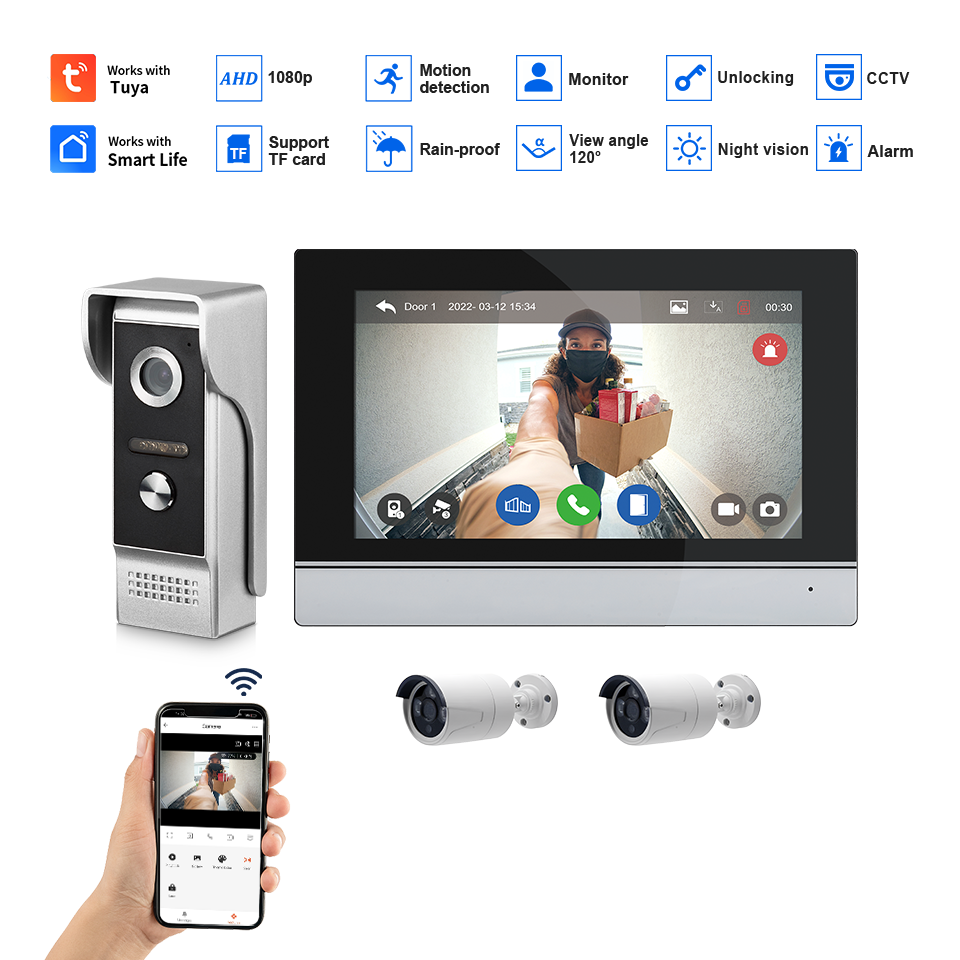 7Inch IPS Screen 2MP  Tuya Rem - Home Security No Wifi ulasan dan harga