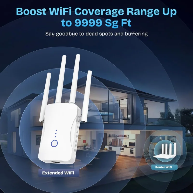 2.4G/5GHz Dual Band WiFi Repea - Home Security No Wifi ulasan dan harga
