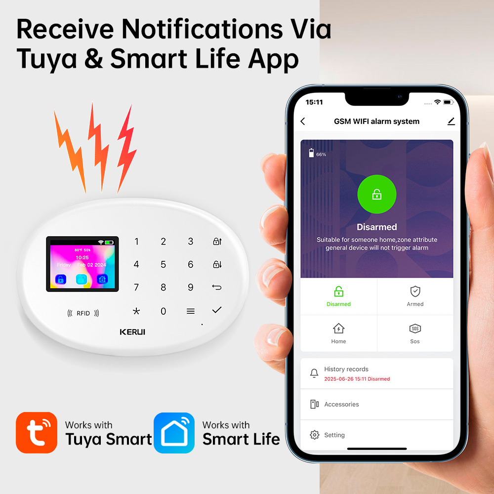 KERUI Tuya Wireless Home Alarm - Home Security No Wifi ulasan dan harga